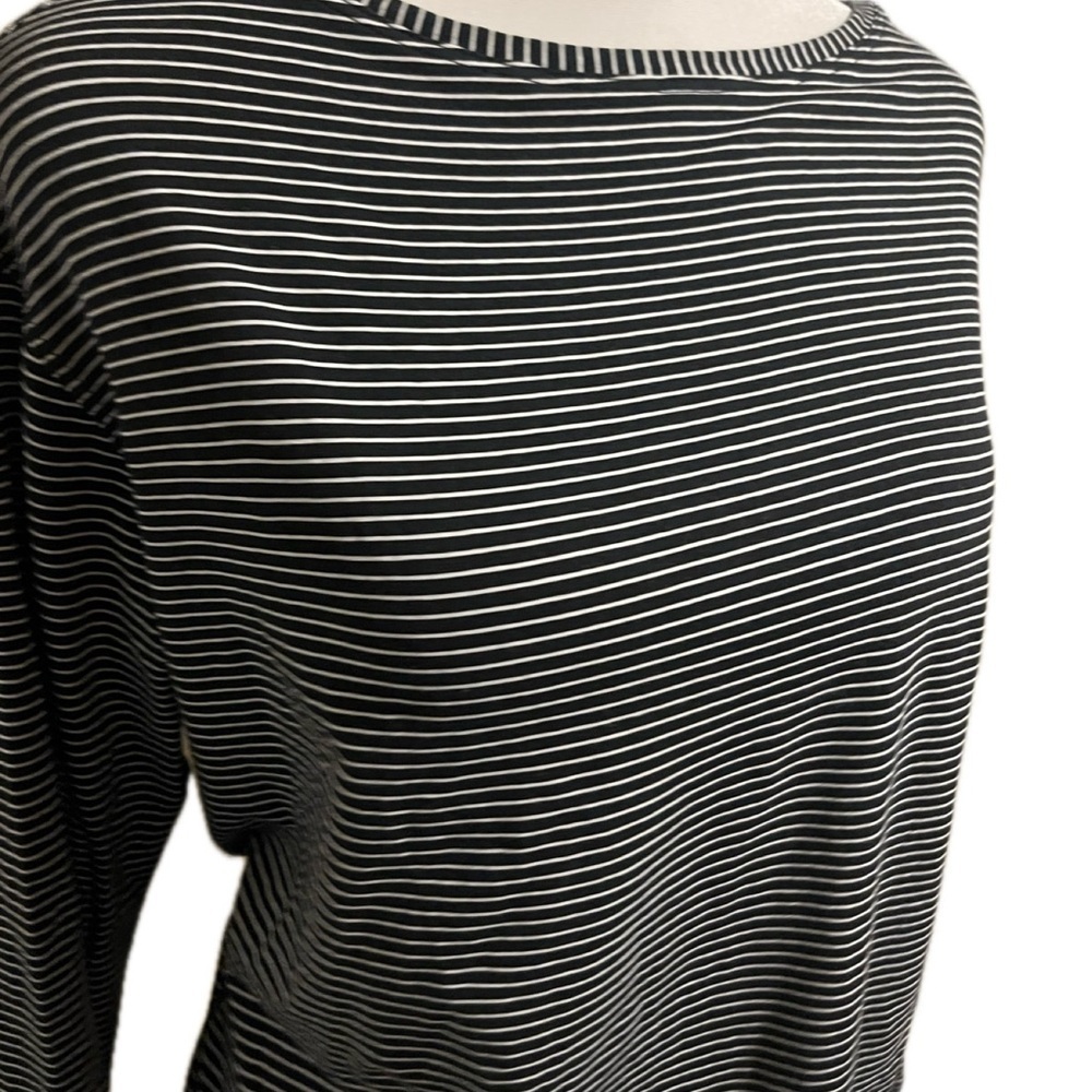 Lululemon Black & White Stripe Long Sleeve Pima Cotton Top – Size 4 - Picture 6 of 8